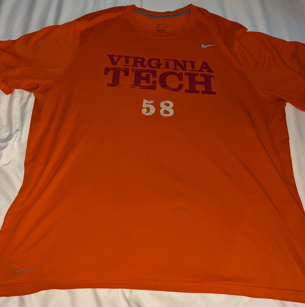 Nike Virginia Tech Hokies 'Draw The Line' Men's XXL Dri-fit Shirt Sleeve T-Shirt